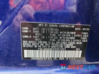 Zdjęcie 13 z 13 samochodu: 2024 SUBARU CROSSTREK SPORT VIN:4S4GUHF63R3815653 - miniatura