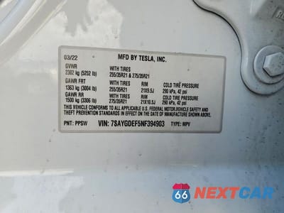 Zdjęcie 13 z 13 samochodu: 2022 TESLA MODEL Y VIN:7SAYGDEF5NF394903 - miniatura