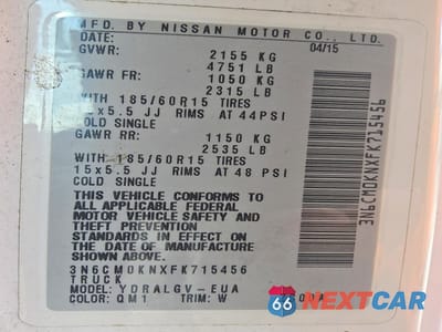 Zdjęcie 13 z 14 samochodu: 2015 NISSAN NV200 SV VIN:3N6CM0KNXFK715456 - miniatura