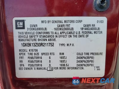 Zdjęcie 12 z 12 samochodu: 2003 GMC YUKON VIN:1GKEK13Z93R211752 - miniatura