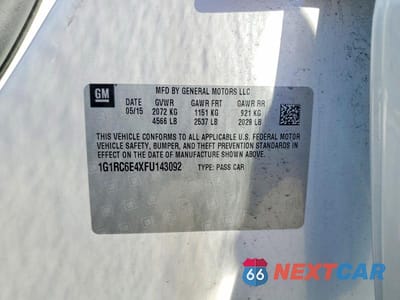 Zdjęcie 12 z 12 samochodu: 2015 CHEVROLET VOLT VIN:1G1RC6E4XFU143092 - miniatura
