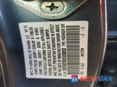 Zdjęcie 12 z 12 samochodu: 2013 HONDA CIVIC EX VIN:19XFB2F8XDE088050 - miniatura
