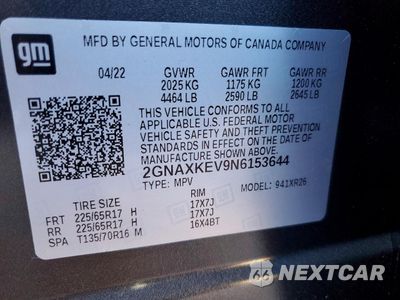 Zdjęcie 13 z 13 samochodu: 2022 CHEVROLET EQUINOX LT VIN:2GNAXKEV9N6153644 - miniatura