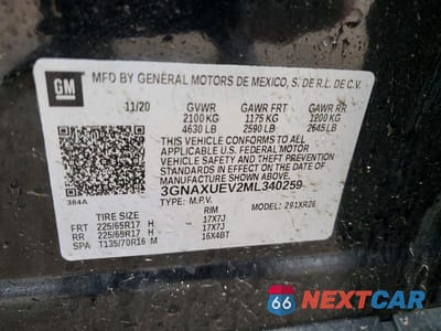 Zdjęcie 13 z 13 samochodu: 2021 CHEVROLET EQUINOX LT VIN:3GNAXUEV2ML340259 - miniatura