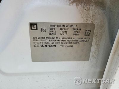 Zdjęcie 12 z 13 samochodu: 2014 CHEVROLET CRUZE VIN:1G1P75SZXE7425221 - miniatura
