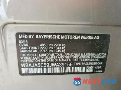 Zdjęcie 12 z 12 samochodu: 2018 BMW 530 I VIN:WBAJA5C59JWA39156 - miniatura