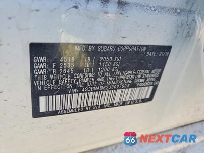 Zdjęcie 12 z 12 samochodu: 2018 SUBARU LEGACY 2.5I VIN:4S3BNAB62J3027606 - miniatura