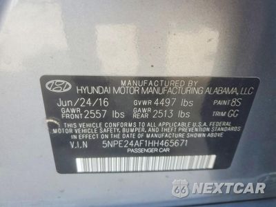 Zdjęcie 12 z 13 samochodu: 2017 HYUNDAI SONATA BASE VIN:5NPE24AF1HH465671 - miniatura