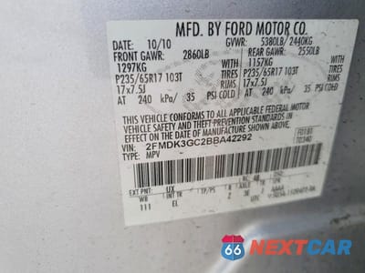 Zdjęcie 13 z 13 samochodu: 2011 FORD EDGE SE VIN:2FMDK3GC2BBA42292 - miniatura