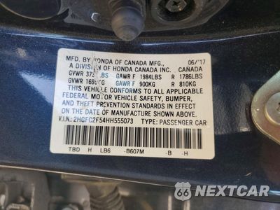 Zdjęcie 12 z 12 samochodu: 2017 HONDA CIVIC LX VIN:2HGFC2F54HH555073 - miniatura
