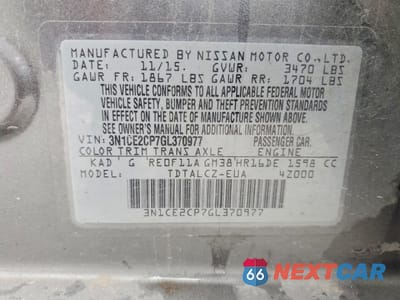 Zdjęcie 13 z 14 samochodu: 2016 NISSAN VERSA NOTE S PLUS VIN:3N1CE2CP7GL370977 - miniatura