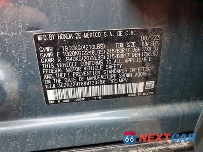 Zdjęcie 13 z 13 samochodu: 2024 HONDA HR-V EXL VIN:3CZRZ2H78RM720256 - miniatura