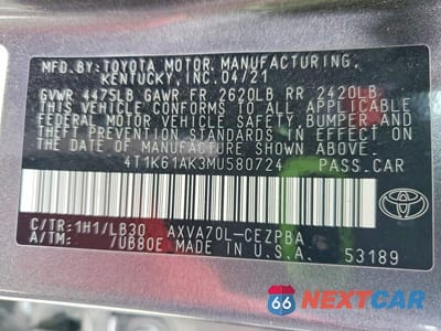 Zdjęcie 13 z 13 samochodu: 2021 TOYOTA CAMRY XSE VIN:4T1K61AK3MU580724 - miniatura
