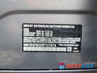 Zdjęcie 12 z 12 samochodu: 2024 BMW I4 XDRIVE 40 VIN:WBY83FB02RFT27874 - miniatura