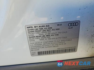 Zdjęcie 12 z 12 samochodu: 2022 AUDI E-TRON PREMIUM VIN:WA1AAAGE2NB043236 - miniatura
