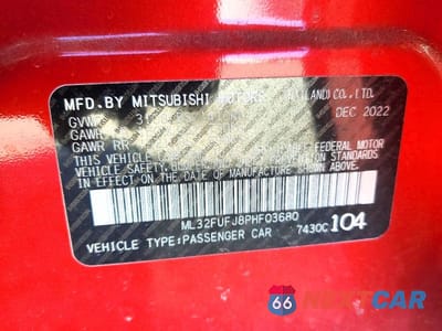 Zdjęcie 12 z 12 samochodu: 2023 MITSUBISHI MIRAGE VIN:ML32FUFJ8PHF03680 - miniatura