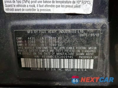 Zdjęcie 12 z 12 samochodu: 2012 SUBARU LEGACY 2.5I PREMIUM VIN:4S3BMBC62C3023145 - miniatura