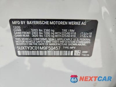 Zdjęcie 14 z 14 samochodu: 2021 BMW X3 SDRIVE30I VIN:5UXTY3C01M9F50457 - miniatura