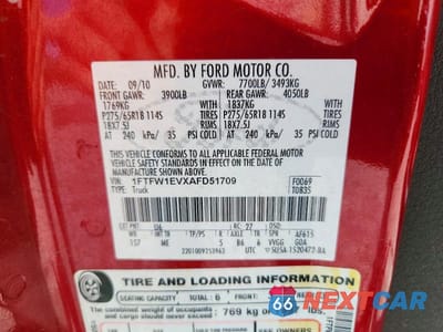 Zdjęcie 12 z 12 samochodu: 2010 FORD F150 SUPERCREW VIN:1FTFW1EVXAFD51709 - miniatura