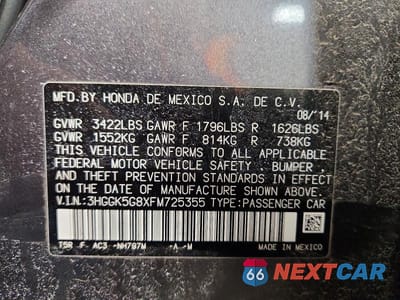 Zdjęcie 12 z 12 samochodu: 2015 HONDA FIT EX VIN:3HGGK5G8XFM725355 - miniatura
