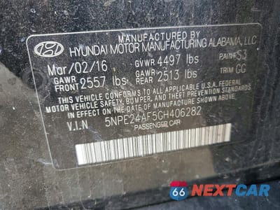 Zdjęcie 13 z 13 samochodu: 2016 HYUNDAI SONATA SE VIN:5NPE24AF5GH406282 - miniatura