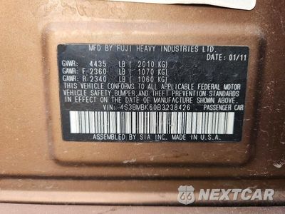 Zdjęcie 12 z 12 samochodu: 2011 SUBARU LEGACY 2.5I LIMITED VIN:4S3BMBK60B3238426 - miniatura