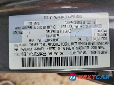 Zdjęcie 12 z 12 samochodu: 2018 MAZDA 6 GRAND TOURING RESERVE VIN:JM1GL1WY5J1324436 - miniatura
