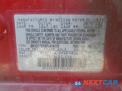Zdjęcie 13 z 13 samochodu: 2014 NISSAN VERSA NOTE SV VIN:3N1CE2CPXEL414175 - miniatura