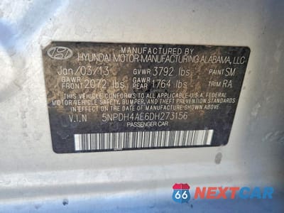 Zdjęcie 12 z 12 samochodu: 2013 HYUNDAI ELANTRA LIMITED VIN:5NPDH4AE6DH273156 - miniatura