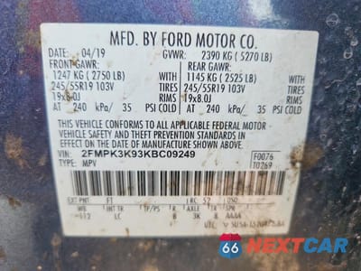 Zdjęcie 13 z 13 samochodu: 2019 FORD EDGE TITANIUM VIN:2FMPK3K93KBC09249 - miniatura