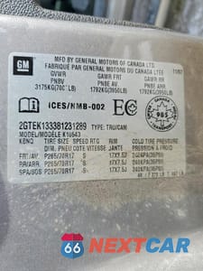 Zdjęcie 12 z 12 samochodu: 2008 GMC SIERRA K1500 VIN:2GTEK133381231289 - miniatura