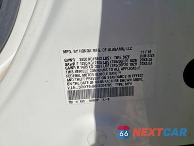 Zdjęcie 13 z 13 samochodu: 2017 HONDA PILOT TOURING VIN:5FNYF6H96HB004705 - miniatura
