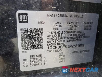 Zdjęcie 12 z 12 samochodu: 2022 CHEVROLET SILVERADO K1500 CUSTOM VIN:1GCPDBEK9NZ561678 - miniatura