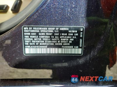 Zdjęcie 12 z 12 samochodu: 2019 VOLKSWAGEN PASSAT WOLFSBURG VIN:1VWLA7A31KC006836 - miniatura