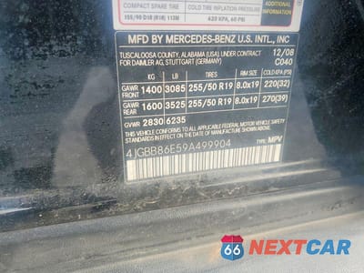 Zdjęcie 13 z 13 samochodu: 2009 MERCEDES-BENZ ML 350 VIN:4JGBB86E59A499904 - miniatura
