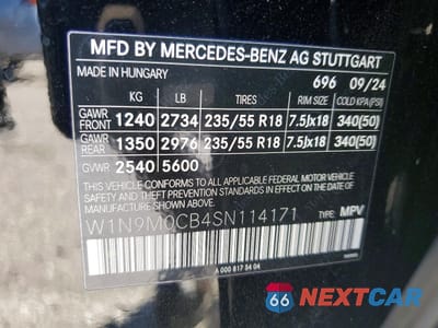 Zdjęcie 14 z 14 samochodu: 2025 MERCEDES-BENZ EQB 250+ VIN:W1N9M0CB4SN114171 - miniatura