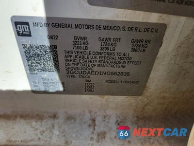 Zdjęcie 12 z 12 samochodu: 2022 CHEVROLET SILVERADO K1500 VIN:3GCUDAED1NG552035 - miniatura