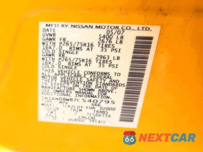 Zdjęcie 13 z 13 samochodu: 2007 NISSAN XTERRA X VIN:5N1AN08W87C540795 - miniatura