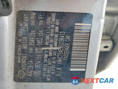 Zdjęcie 13 z 13 samochodu: 2014 HYUNDAI ACCENT GS VIN:KMHCT5AE5EU196413 - miniatura