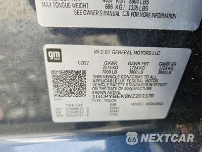 Zdjęcie 12 z 12 samochodu: 2022 CHEVROLET SILVERADO LTD K1500 CUSTOM VIN:1GCPYBEK8NZ203170 - miniatura