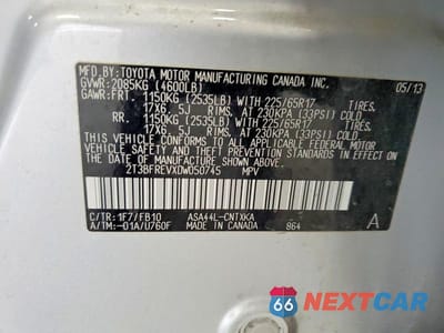 Zdjęcie 14 z 14 samochodu: 2013 TOYOTA RAV4 LE VIN:2T3BFREVXDW050745 - miniatura