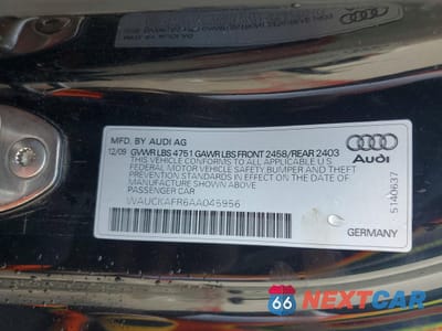 Zdjęcie 12 z 12 samochodu: 2010 AUDI A5 PREMIUM PLUS VIN:WAUCKAFR6AA045956 - miniatura