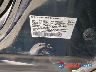 Zdjęcie 13 z 13 samochodu: 2019 HONDA PASSPORT SPORT VIN:5FNYF7H25KB003092 - miniatura
