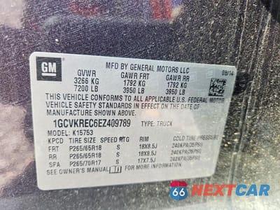 Zdjęcie 12 z 12 samochodu: 2014 CHEVROLET SILVERADO K1500 LT VIN:1GCVKREC6EZ409789 - miniatura