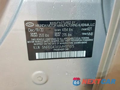 Zdjęcie 13 z 13 samochodu: 2021 HYUNDAI SONATA SE VIN:5NPEG4JA5MH105075 - miniatura