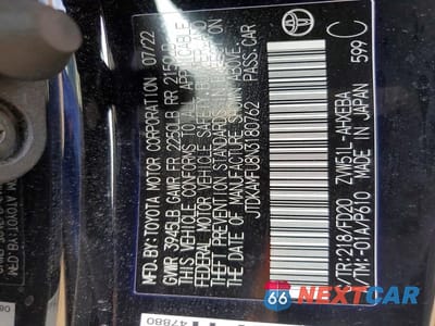 Zdjęcie 12 z 12 samochodu: 2022 TOYOTA PRIUS LE VIN:JTDKAMFU8N3180762 - miniatura