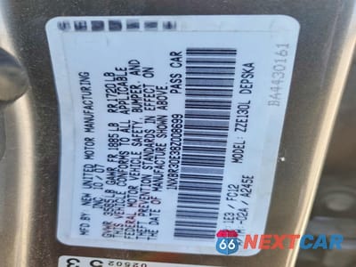 Zdjęcie 12 z 12 samochodu: 2008 TOYOTA COROLLA S VIN:1NXBR30E38Z008699 - miniatura