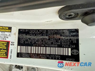 Zdjęcie 10 z 10 samochodu: 2021 TOYOTA CAMRY LE VIN:4T1C11AK1MU598688 - miniatura
