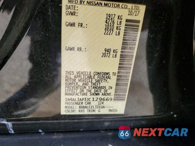 Zdjęcie 12 z 12 samochodu: 2018 NISSAN ALTIMA 2.5 S VIN:1N4AL3AP3JC129669 - miniatura