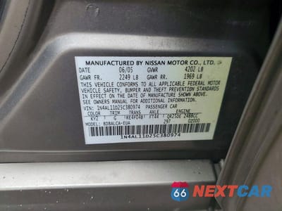 Zdjęcie 12 z 12 samochodu: 2005 NISSAN ALTIMA 2.5 VIN:1N4AL11D25C380974 - miniatura